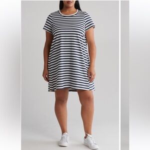 Melrose and Market | Navy and White Striped Tshirt Mini Dress